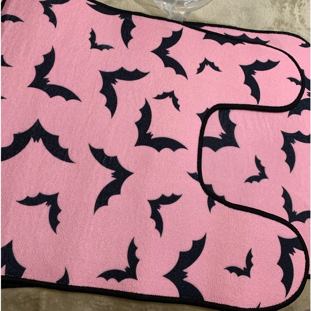 Dolls Kill Pink & Black Bats Bath Mats Rugs Set Duo NWT